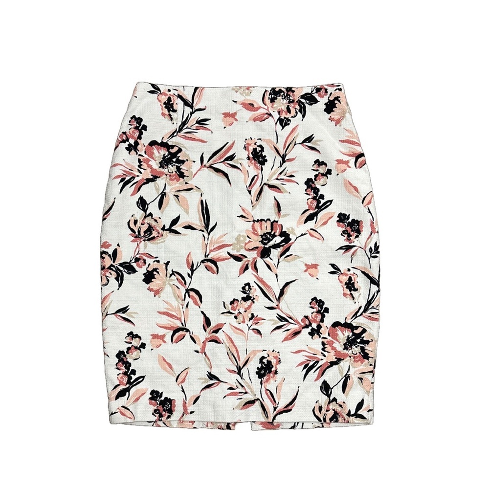 White House Black Market Floral Pencil Skirt - Cream and Pink